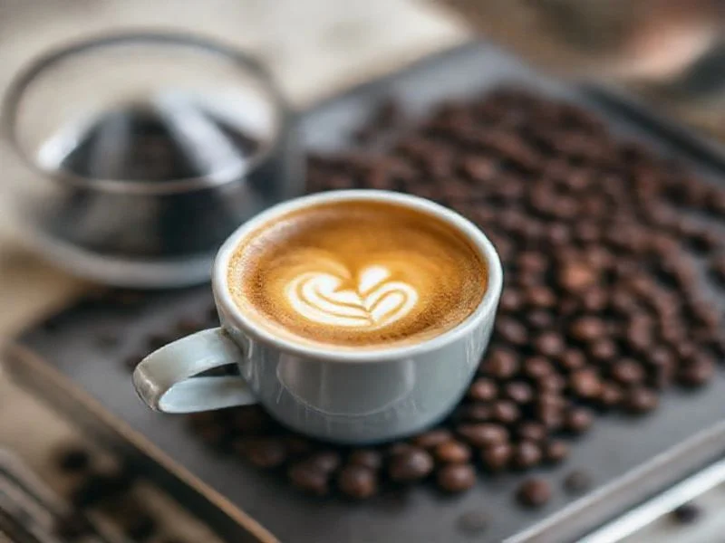 Macro triptych of coffee cherries, roasted beans, and cellular structure